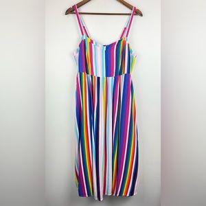 Torrid size 00/Medium Women’s Multicolor Striped Sweetheart Midi Skater Dress